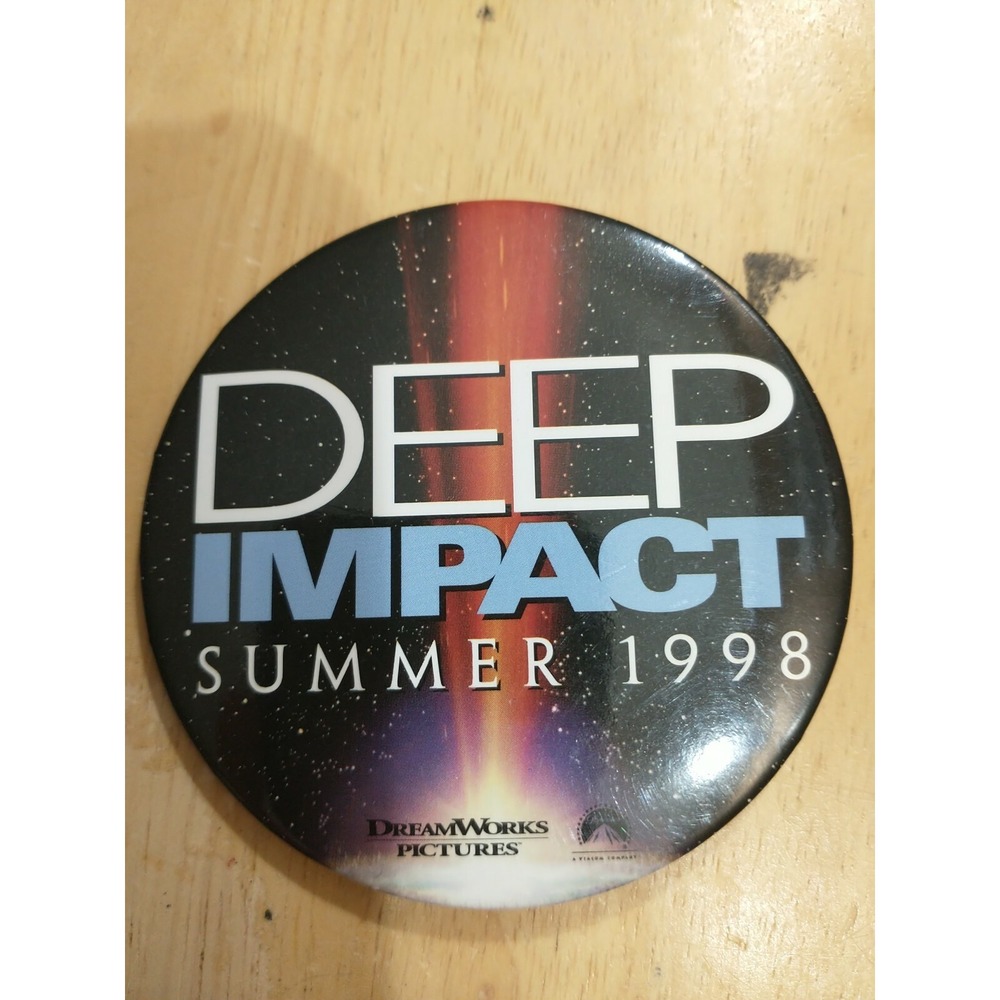 1998 Deep Impact Movie Theater Promo Button Badge Pin Pinback DreamWorks Vintage